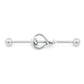 14g 1-1/2” Serpentine Heart Industrial Barbell