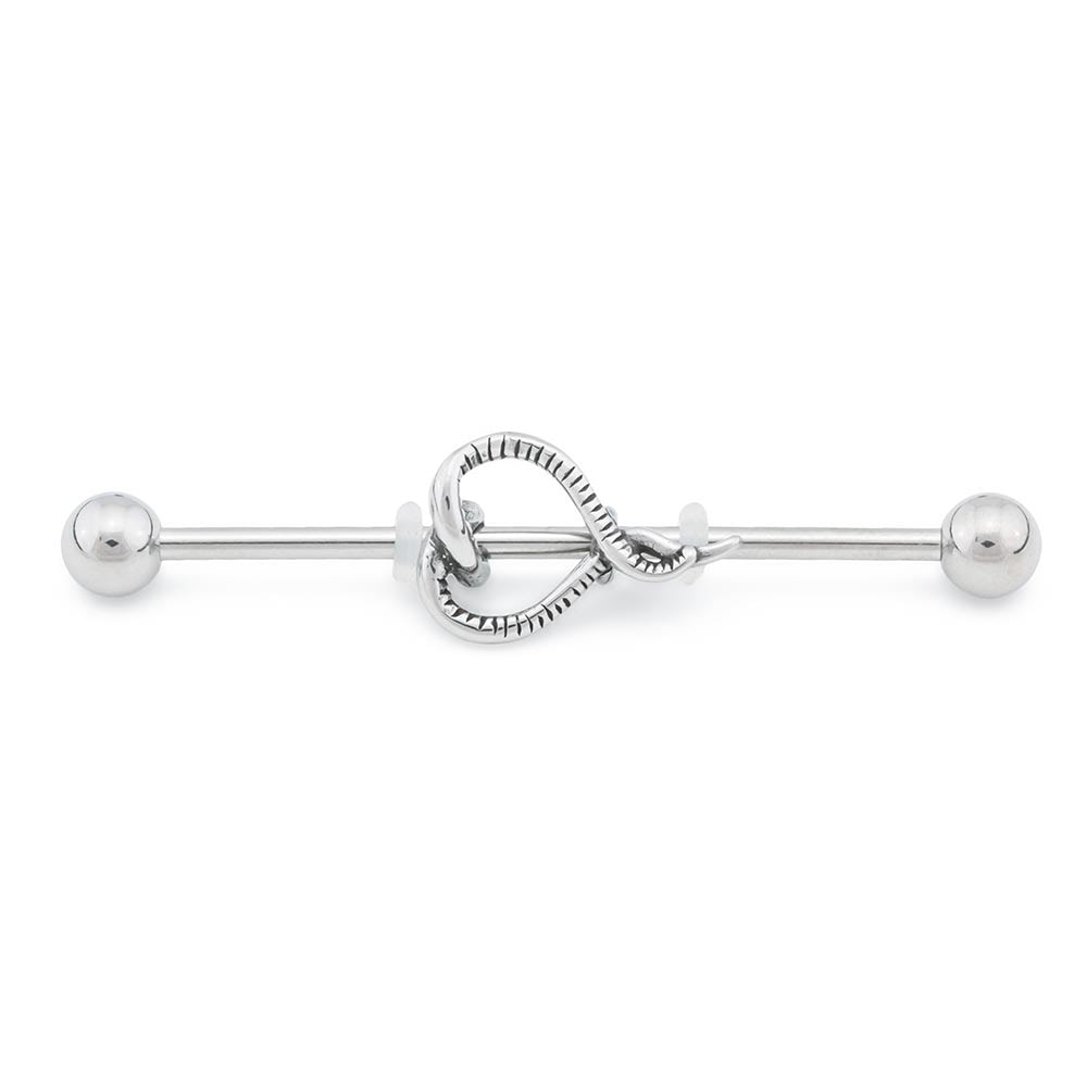 14g 1-1/2” Serpentine Heart Industrial Barbell