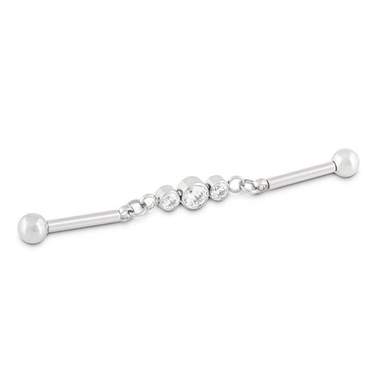 Tilum Threadless 14g 1-1/2” Chain Link Triple Jewel Titanium Industrial Barbell — Price Per 1