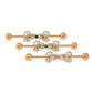 14g 1 3/8” PVD Coated Industrial Barbell with Gold Plated Brass Jeweled Charm