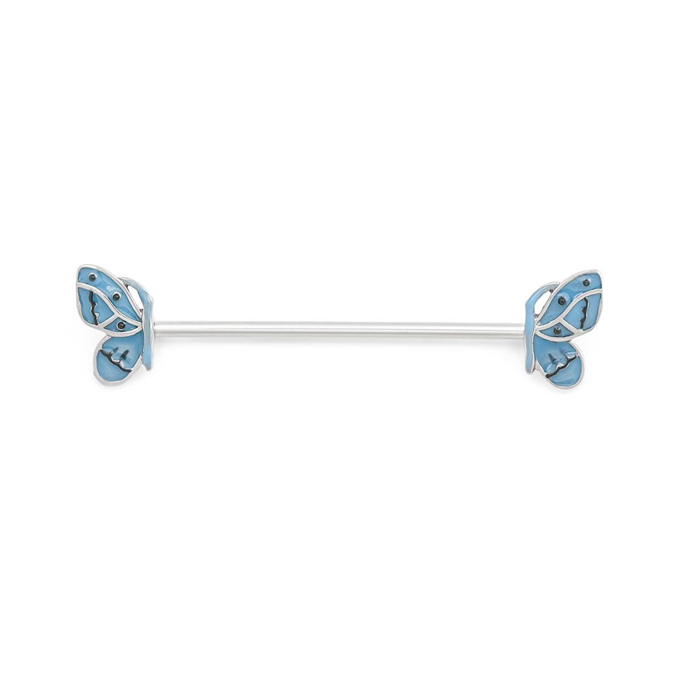 14g 1-1/2” Periwinkle Butterfly Industrial Barbell