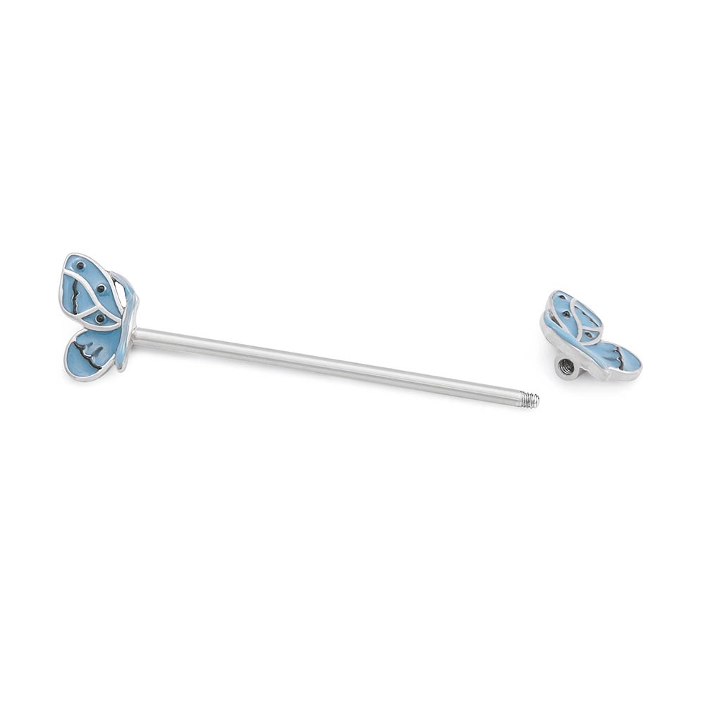 Periwinkle Butterfly Industrial Barbell