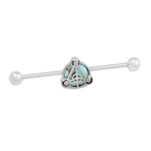 14g 1-1/2” Turquoise Stone Scutum Fidei Industrial Barbell - Painful Pleasures