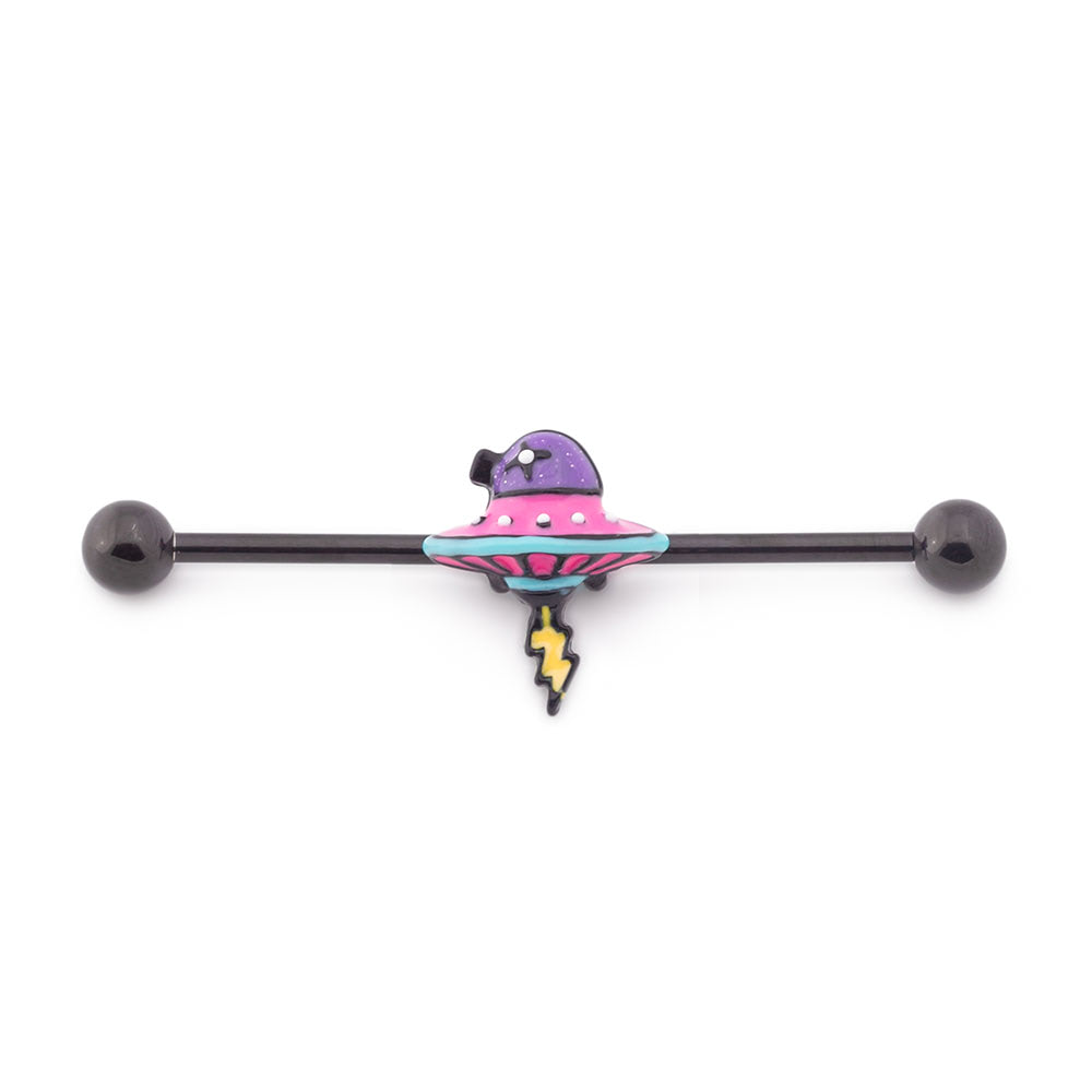 14g 1-1/2” Neon Spacecraft Industrial Barbell