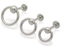 14g Lip Ring with Slave Captive Hoop - Labret Stud Body Jewelry - Painful Pleasures