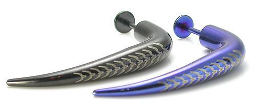 14g 5/16" Plated Steel 35mm Right Angle Labret with Vertebrae