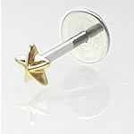 18g Internally Threaded Labret with 14kt Yellow Gold Nautical Star - Painful Pleasures