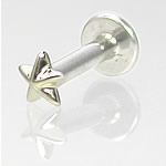 14g 5/16" Internally Threaded 14kt White Gold Nautical Star Labret - Painful Pleasures