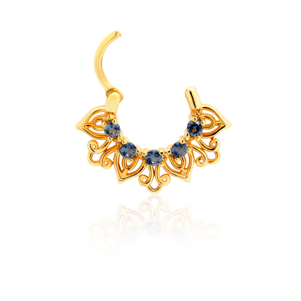 Lavari Jewelers Women's 3.5 MM Blue Enamel Diamond Open Hoop Nose Ring, 14K  Yellow Gold, 8 MM Diameter, 20 Gauge