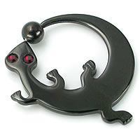 14g-12g Black Gecko Captive Ring - Painful Pleasures