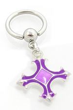 14g Violaceous Cross Captive Ring - Painful Pleasures