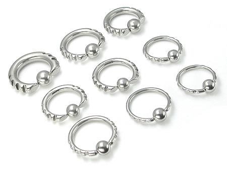 14g-6g Techno Tribal Captive Bead Ring with Eight Fiery Indents - Size Chart