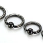 10g Black Titanium-Coated Stainless Steel Captive Ring With Stripes