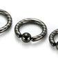 8g Black Titanium-Coated Stainless Steel Captive Ring With Stripes