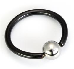 Tilum 14g Titanium BlackOut Captive Bead Ring with Steel Ball