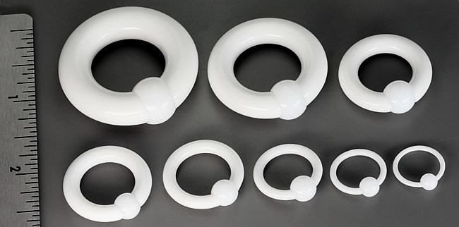 White Acrylic Captive Rings- Size Options