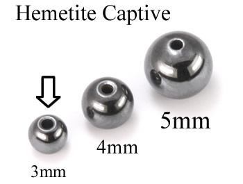 3mm Hematite Replacement Captive Bead Ball For Captive Rings - Price per 1