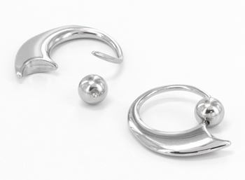 14g Crescent  Stainless Steel Captive Bead Ring