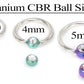 Titanium Captive Bead Ball with Gem- 3mm-5mm- Size Options