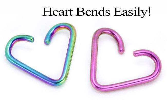 16g Niobium Heart- 2 Sizes- Color Options