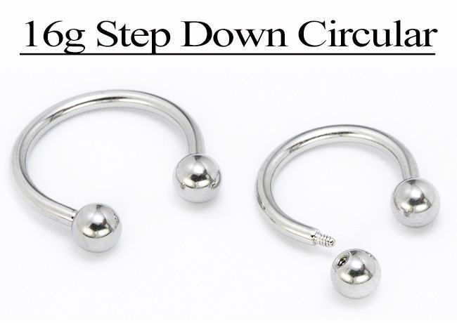 16g E-Z Piercing Circular Barbell Step-Down Threaded with Needle