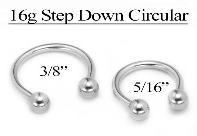 16g E-Z Piercing Circular Barbell Step-Down Threaded