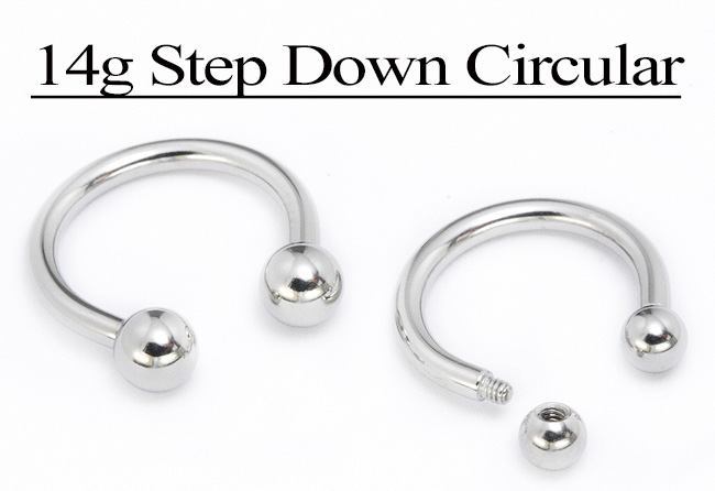 14g E-Z Piercing Circular Barbell Step-Down Threaded with Needle