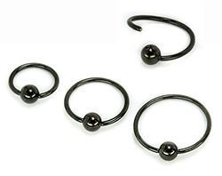 20g Annealed Black PVD Fixed Ball Ring