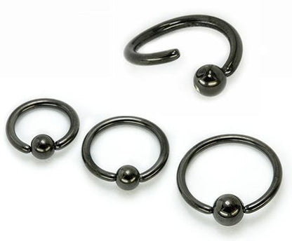16g Blackout Annealed Fixed Bead Ring - Painful Pleasures