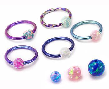 Opal Captive Bead Balls-3mm-5mm- In Ring