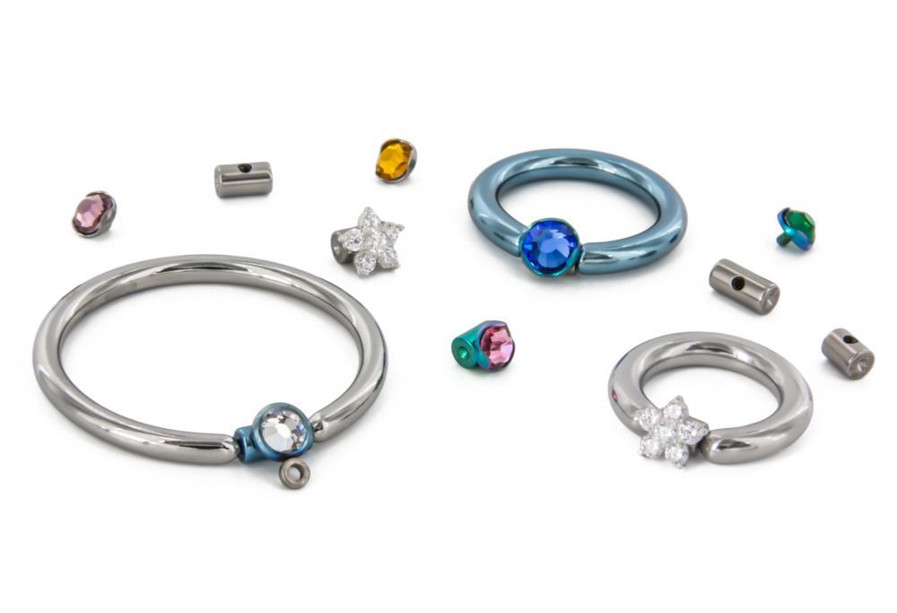 8g Titanium 4mm-6mm Captive Bar with Internal 1.2mm Threading Insert 4