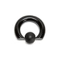 8g-00g Black Vampire End Glass Captive Bead Ring with Black Silicone Ball