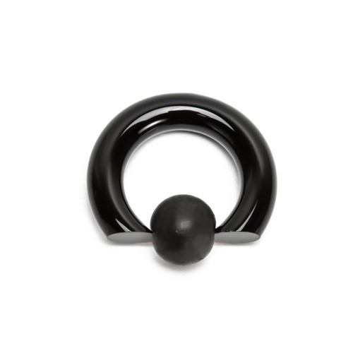 8g-00g Black Vampire End Glass Captive Bead Ring with Black Silicone Ball