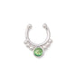 Silver Plated Clip-On Septum Ring with Green Opal — Price Per 1