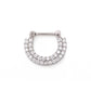 16g Stainless Steel Septum Clicker with Double Tiered Crystals — Price Per 1