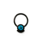 16g Black PVD Septum Clicker with Turquoise Stone — Price Per 1