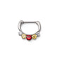 16g Steel Septum Clicker with Crystals and Three Colored Jewels — Price Per 1