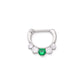 16g Steel Septum Clicker with Crystals and Colored Jewel — Pink and Green