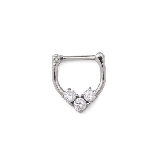 16g Steel Septum Clicker — Trinity Crystal Ring — Price Per 1