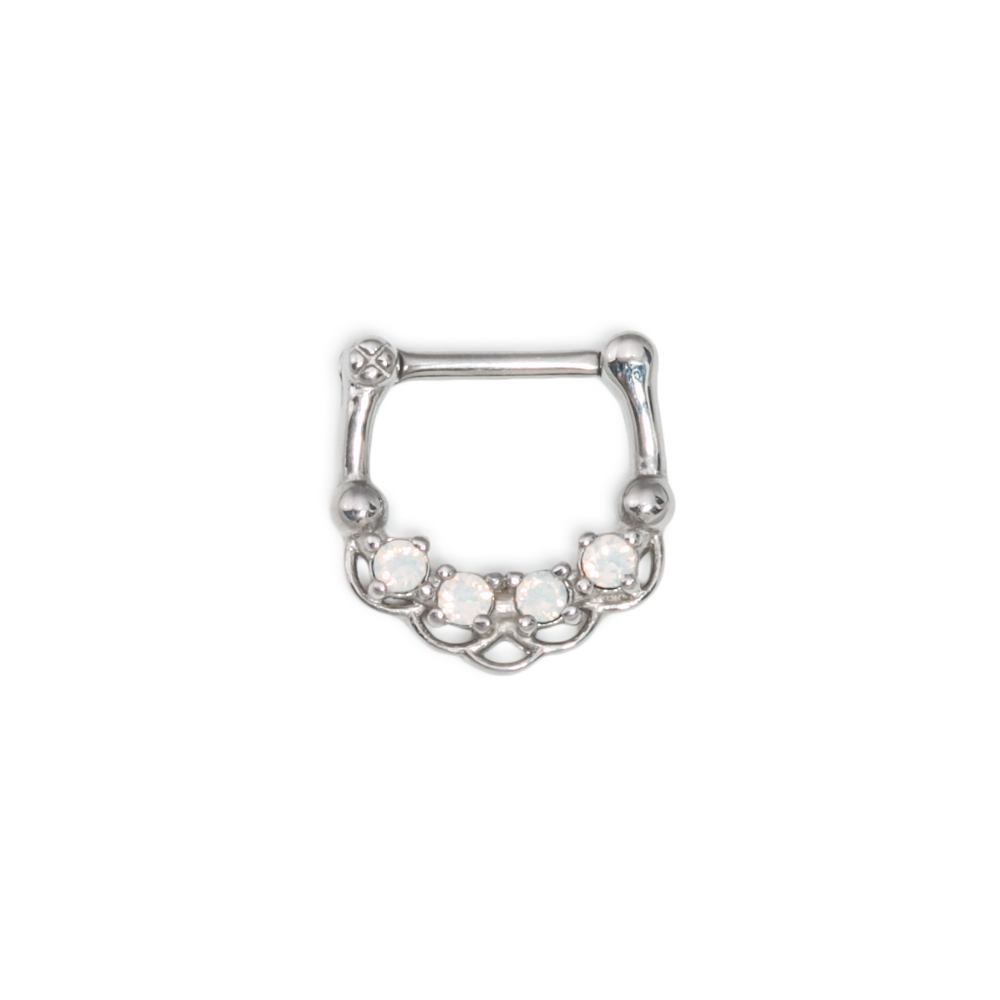 16g Opal Fish Scale Steel Septum Clicker