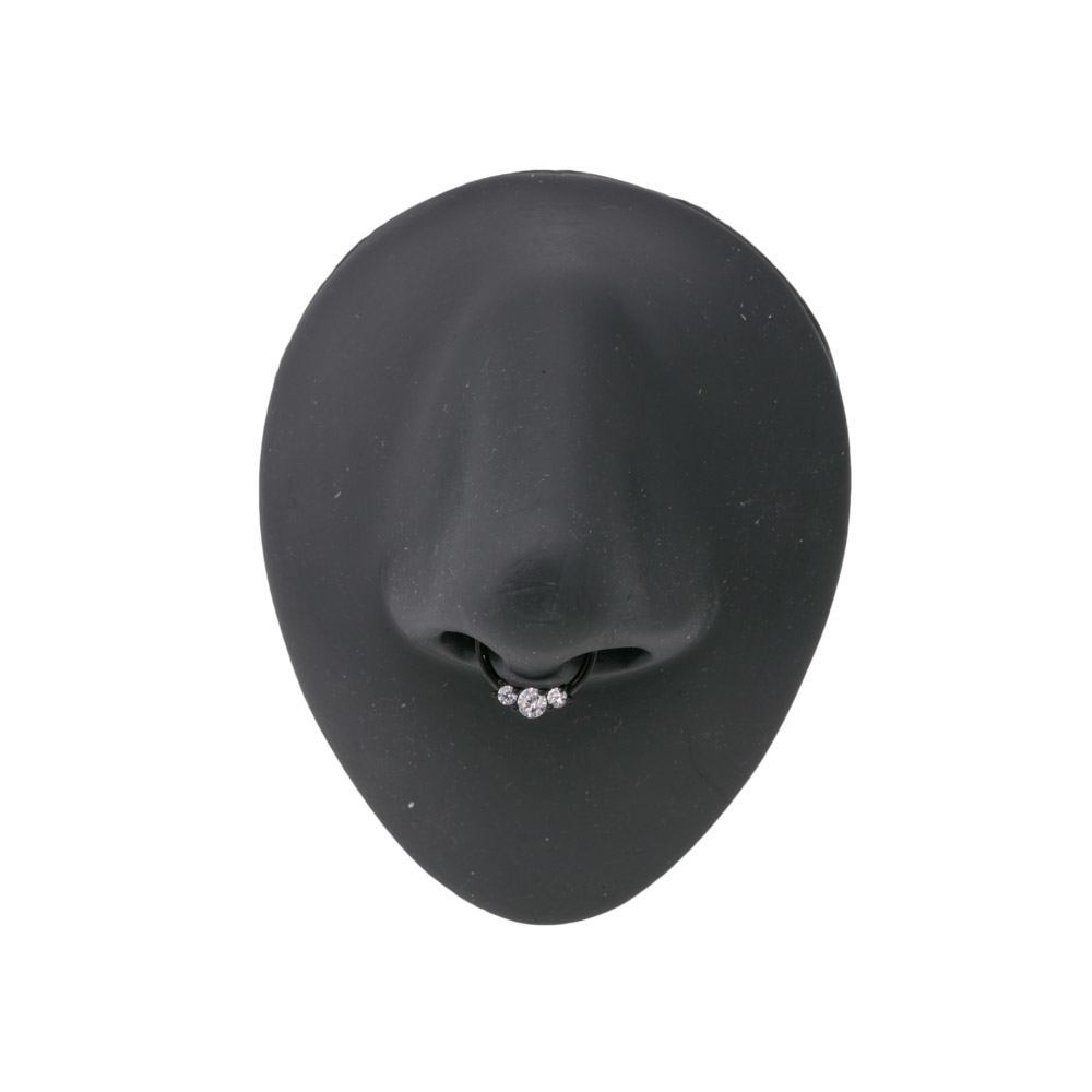 16g Black PVD Septum Clicker with Three Crystals — Clicker Mechanism Unlatched