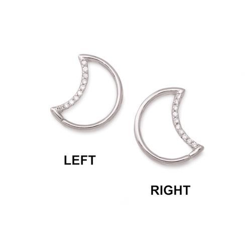 16g Sterling Silver Crescent Moon Bendable Ear Jewelry with Crystals — Price Per 1