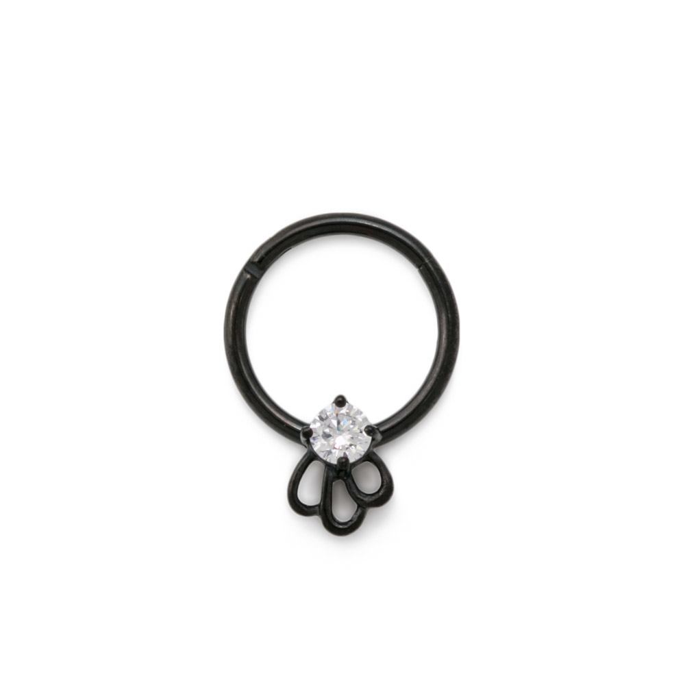 16g Triple Loop Crystal Jewel PVD Black Steel Septum Clicker