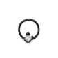 16g Steel Septum Ring with Black PVD Coating and Royal Crystal Heart