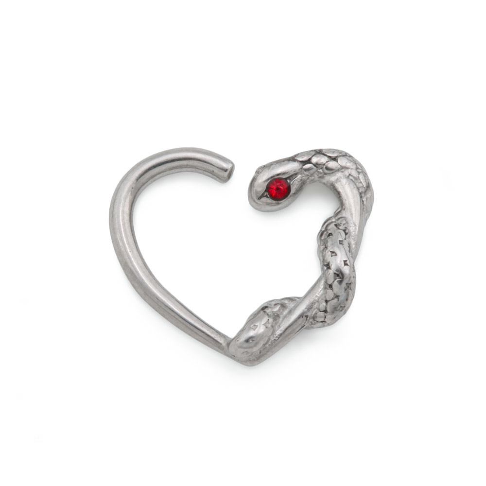 16g Red Eyed Snake Heart Bendable Ear Jewelry