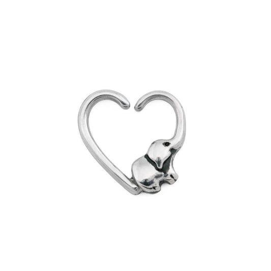 16g Baby Elephant Heart Bendable Ear Jewelry — Right-Facing — Price Per 1