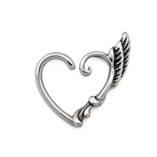 16g Angel Wing Heart Bendable Ear Jewelry — Right-Facing — Price Per 1
