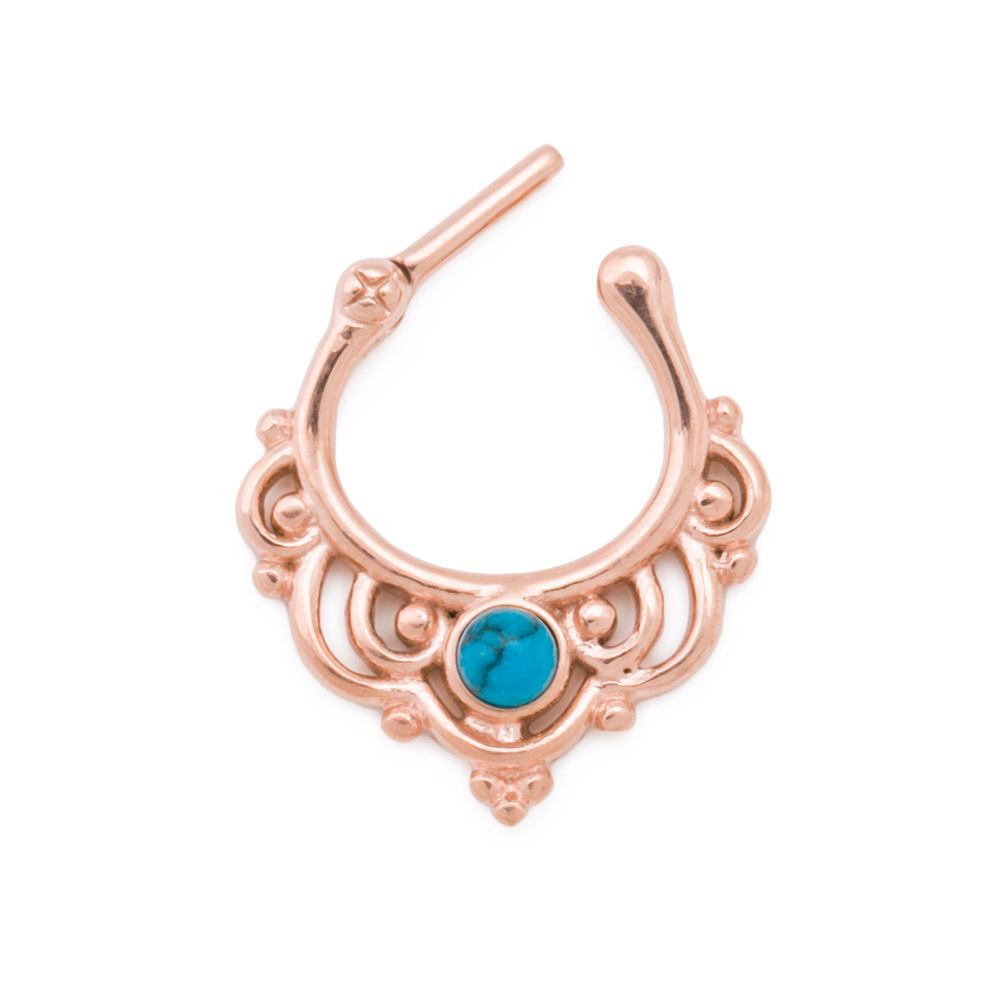 Turquoise PVD Rose Gold Septum Clicker