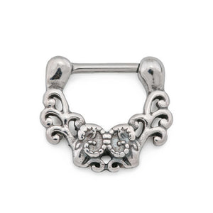 16g Antique Filigree Steel Septum Clicker - Painful Pleasures