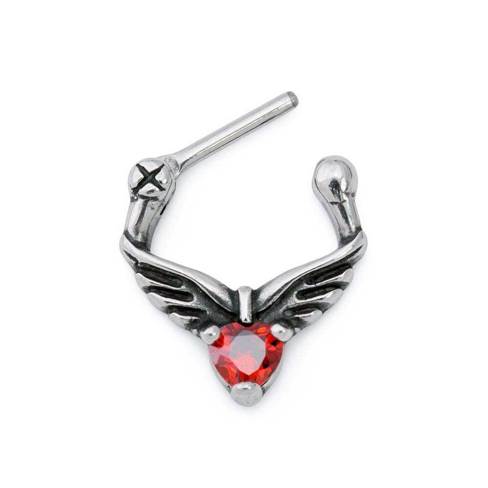 16g Fairy Wings Heart Steel Septum Clicker